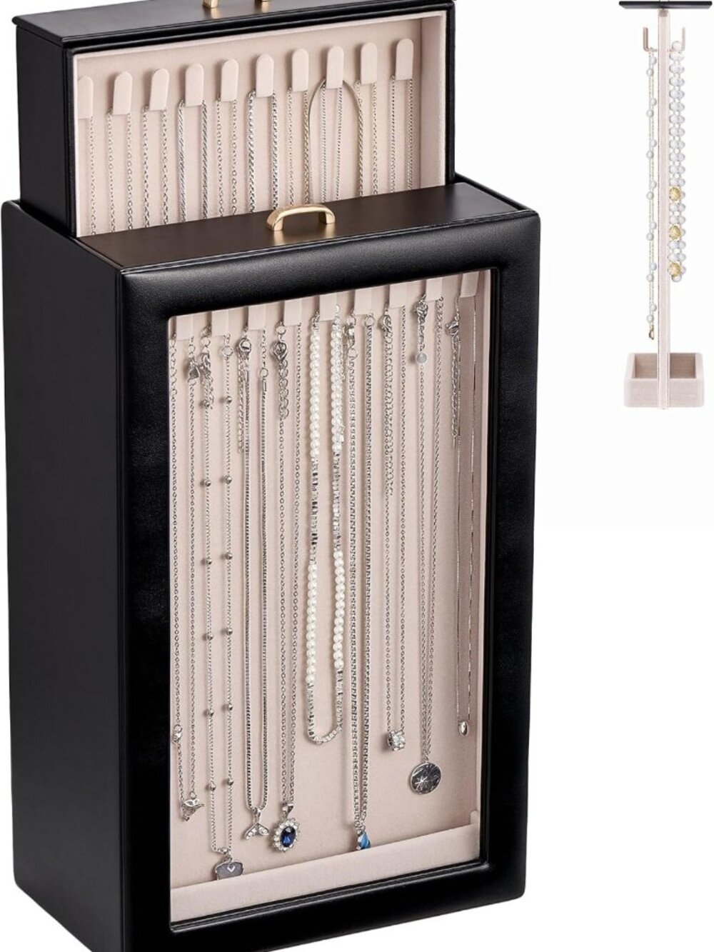 Double-Sided Jewelry Organizer Box for Necklaces & Bracelets, Tangle-Free